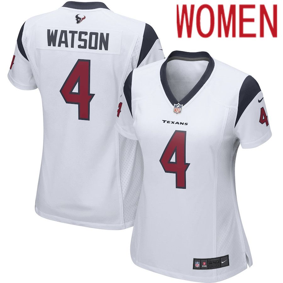 Women Houston Texans #4 Deshaun Watson White Nike Player Game NFL Jersey->women nfl jersey->Women Jersey